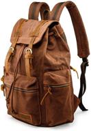 ☕️ gearonic tm 21l vintage canvas backpack for men - leather rucksack knapsack 15 inch laptop tote satchel - school military army shoulder rucksack hiking bag - coffee logo