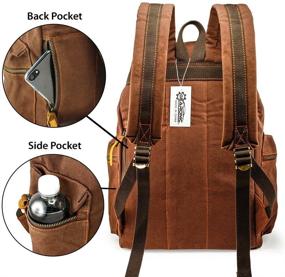 img 3 attached to ☕️ GEARONIC TM 21L Vintage Canvas Backpack for Men - Leather Rucksack Knapsack 15 inch Laptop Tote Satchel - School Military Army Shoulder Rucksack Hiking Bag - Coffee