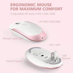 img 2 attached to 🔌 Portable Wireless Keyboard Mouse Combo - iClever GK03 2.4G, Rechargeable Battery, Ergonomic Design, Full Size Slim Thin, Stable Connection, Adjustable DPI, Rose Gold