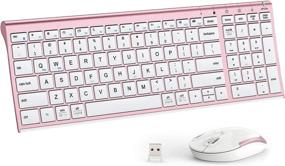 img 4 attached to 🔌 Portable Wireless Keyboard Mouse Combo - iClever GK03 2.4G, Rechargeable Battery, Ergonomic Design, Full Size Slim Thin, Stable Connection, Adjustable DPI, Rose Gold