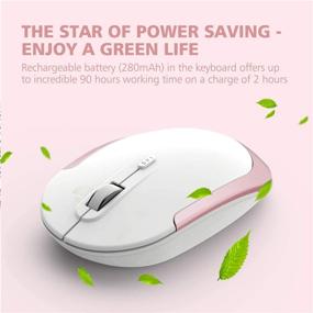 img 1 attached to 🔌 Portable Wireless Keyboard Mouse Combo - iClever GK03 2.4G, Rechargeable Battery, Ergonomic Design, Full Size Slim Thin, Stable Connection, Adjustable DPI, Rose Gold