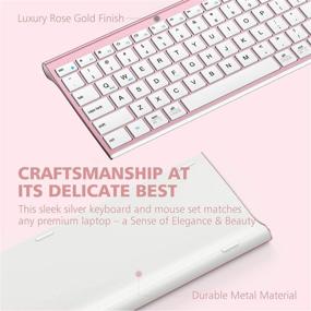 img 3 attached to 🔌 Portable Wireless Keyboard Mouse Combo - iClever GK03 2.4G, Rechargeable Battery, Ergonomic Design, Full Size Slim Thin, Stable Connection, Adjustable DPI, Rose Gold