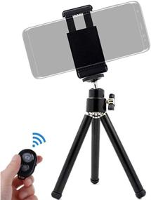 img 1 attached to 📸 GearFend Lightweight Mini Extendable Legs Tripod with Universal Smartphone Mount and Wireless Remote for iPhones, Galaxys, and Most Smartphones, Cameras, Webcams, Plus Microfiber Cloth (5.5"-7" Compatible)