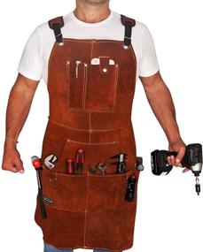 img 4 attached to 🛠️ FIGHTECH Leather Work Apron with Tool Pockets - Ideal for Woodworkers, Blacksmiths, Gardeners, Mechanics, BBQ and More! Heavy Duty and Adjustable (M to XXL)