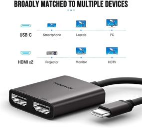 img 2 attached to 🔌 Lemorele USB-C Dual HDMI Adapter, Type-C to HDMI Converter, Dual Monitor Adapter 4K @60Hz for MacBook Pro/Air 2020/2019/2018, Chromebook Pixel, Surface Book 2, and More