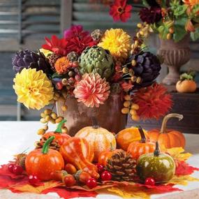 img 1 attached to 🍁 Thanksgiving Artificial Pumpkins for Decoration Set: 50 Mixed Faux Vegetables & Fruits, Including 30 Fake Maple Leaves, 10 Fake Acorns, 2 Fake Pinecones, and 8 Fake Pumpkins