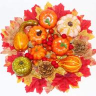 🍁 thanksgiving artificial pumpkins for decoration set: 50 mixed faux vegetables & fruits, including 30 fake maple leaves, 10 fake acorns, 2 fake pinecones, and 8 fake pumpkins логотип