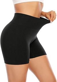 img 2 attached to 🩳 AHLW High Waist Seamless Gym Shorts for Women: Mesh Breathability & Compression for Ultimate Tummy Control during Workout