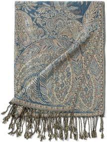 img 1 attached to Luxurious Pashmina Scarf for Women: Reversible Shawl with Paisley Wrap, Fringed Blanket Scarves - 78.5'' X 27.5''