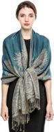 luxurious pashmina scarf for women: reversible shawl with paisley wrap, fringed blanket scarves - 78.5'' x 27.5'' logo