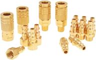 💪 industrial grade air fittings and coupler set: 16-piece solid brass quick connectors with storage case logo