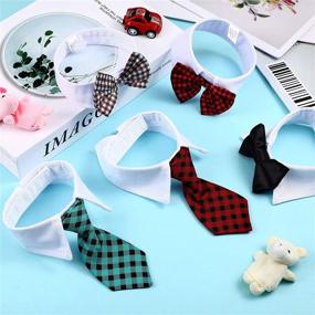 img 2 attached to 🐾 Stylish 6-Piece Adjustable Pet Bow Tie Set - Plaid Black Red Formal Tuxedo Costume Necktie Collar for Small Dogs and Cats