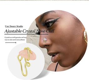 img 1 attached to 👃 12-Piece Set of African Non-Piercing Nose Cuffs for Women - Clip On Nose Rings, 14k Gold Plating, including Evil Eye, Crystal, and Pearl Nose Cuffs - Fake Nose Cuff Jewelry for Women and Girls