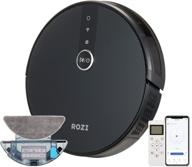 🤖 rozi robot vacuum cleaner - powerful 1800pa robotic vacuum for effortless vacuuming & mopping, self-charging, alexa compatible, ideal for pet hair, hard floors, carpets - black logo