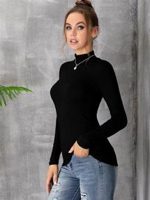 img 3 attached to 👚 Stylish & Comfy MANGDIUP Women's Slim Fit Mock Turtle Neck Pullover Tops - Lightweight & Soft for Everyday Wear