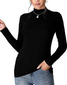 img 4 attached to 👚 Stylish & Comfy MANGDIUP Women's Slim Fit Mock Turtle Neck Pullover Tops - Lightweight & Soft for Everyday Wear