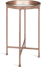 img 4 attached to 🌸 Stylish and Functional: Kate and Laurel Celia Round Metal Foldable Accent Table with Mirror Tray Top - Rose Gold