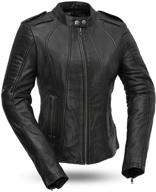 🧥 black x-small women's biker leather scooter style motorcycle jacket by first manufacturing logo