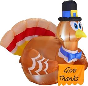 img 3 attached to 🦃 Joiedomi 5ft Give Thanks Turkey Inflatable, LED Light Up Autumn Thanksgiving Blow Up Turkey for Fall Family Party and Festive Decorations