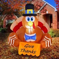 🦃 joiedomi 5ft give thanks turkey inflatable, led light up autumn thanksgiving blow up turkey for fall family party and festive decorations logo