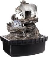 🐺 enhance your space with ok lighting 10.25" h wolf table fountain - black logo