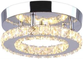 img 4 attached to Modern Mini Led Chandelier Semi Flush Mount Crystal Lighting Ceiling Crystal Lamp For Bedrooms Dinning Rooms Hallway(Round Warm White)