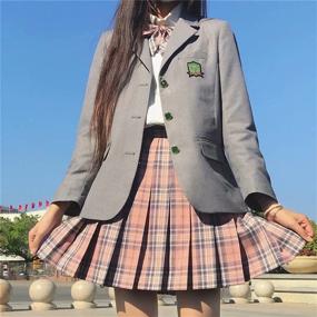 img 1 attached to 👗 Dlynmoo High-Waisted Pleated Skater Girls' Uniform Clothing and Skirts + Skorts