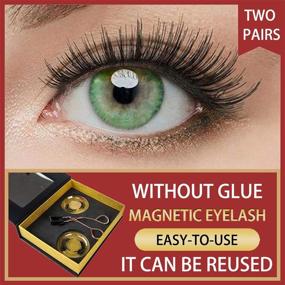 img 3 attached to 💁 Magnetic Eyelashes Applicator Tool Kit - Glue-free Clip for Natural Look Bushy Style: 2 Pairs of Magnetic False Eyelashes with No Eyeliner