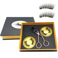 💁 magnetic eyelashes applicator tool kit - glue-free clip for natural look bushy style: 2 pairs of magnetic false eyelashes with no eyeliner logo