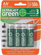 experience unmatched power and endurance with ultralast green high power/capacity nimh 4-pack aa logo