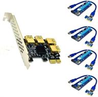 💻 jmt pci-e 1x to 16x riser card pcie usb3.0 adapter port multiplier miner card for btc bitcoin mining (includes 4 sata cables) logo