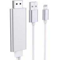 🔌 apple mfi certified lightning to hdmi cable adapter for iphone ipad to tv, 5.9ft lightning digital av connector 1080p hdtv cable for iphone ipad ipod to tv projector monitor, silver logo