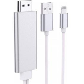 img 4 attached to 🔌 Apple MFi Certified Lightning to HDMI Cable Adapter for iPhone iPad to TV, 5.9ft Lightning Digital AV Connector 1080p HDTV Cable for iPhone iPad iPod to TV Projector Monitor, Silver