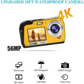 img 3 attached to 📷 Waterproof 4K Camera - Underwater Cameras 56 MP Digital Camera with Dual TFT Screens, Selfie Video Recorder - Ideal for Snorkeling and Vacation (812DY)