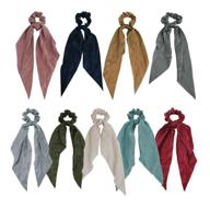 🎀 getacota 9 pieces hair scrunchies bowknot satin chiffon long tail elastic ribbon ear bow, patterned scrunchy scarf scrunchie vintage ponytail holder ties bands accessories for women (longtail set of 9) logo