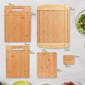 img 2 attached to 🎋 Bamboo Cutting Board Set: 5 Pieces with Pan and Scraper - Premium Natural Wood Non-Slip Chopping Board, Juice Groove, and Handles - Ideal for Meat, Veggies, and Cheese