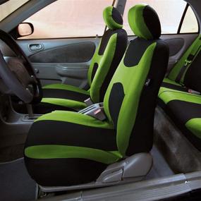 img 3 attached to 🚗 FH Group Green/Black Car Seat Covers - Breathable, Durable, Washable with Flat Foam Padding, Airbag & Split Compatible - Universal Fit for Cars, Trucks, and SUVs - Full Set with Gift