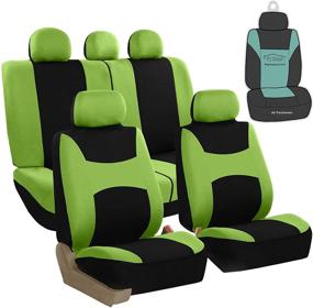 img 4 attached to 🚗 FH Group Green/Black Car Seat Covers - Breathable, Durable, Washable with Flat Foam Padding, Airbag & Split Compatible - Universal Fit for Cars, Trucks, and SUVs - Full Set with Gift