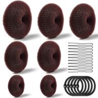 🍩 tsmaddts donut bun maker hair ring set with 7 hair bun makers, 5 elastic bands, and 20 hair pins - dark brown logo