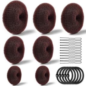 img 4 attached to 🍩 TsMADDTs Donut Bun Maker Hair Ring Set with 7 Hair Bun Makers, 5 Elastic Bands, and 20 Hair Pins - Dark Brown