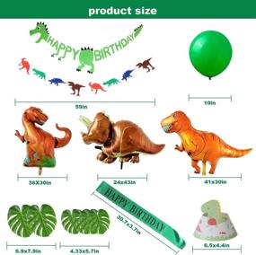 img 1 attached to 🎉 Dino-mite Birthday Bash: Complete Party Supplies with Birthday Banner, Hats, Sash, and Dinosaur Balloons for Boys!