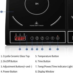 img 3 attached to CUISUNYO Dual Induction Cooktop: Portable Electric Stove with Digital Control, Timer 🔥 Function, and Power Sharing - Countertop Burners Offering 1800W Power, Temperature Settings, and More!