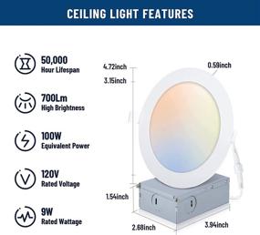 img 3 attached to 💡 2 Pack Recessed Lighting 4 Inch with Junction Box - Dimmable Flush Mount Ceiling Light, 2700K-6000K, ETL and Energy Star Certified