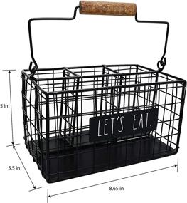 img 2 attached to 🍴 Rustic Farmhouse Rae Dunn Utensil Caddy - Silverware Holder, Cutlery Caddy for Fork, Knife and Spoon - Metal Grid-Iron Frame Kitchen Organizer and Countertop Space Saver for Flatware