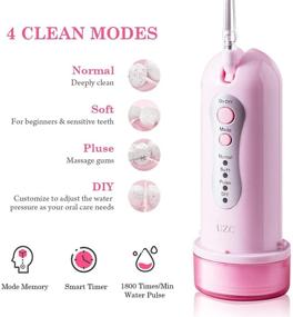 img 1 attached to 🎁 UZC Pink Water Flosser Cordless - Portable Rechargeable Oral Irrigator for Travel & Home, IPX7 Waterproof with 4 Modes, 5 Jet Tips - Best Christmas Gifts for Girls