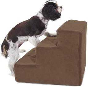 img 1 attached to 🐾 Majestic Velvet Suede Pet Stairs: Comfortable Foam Pet Step for Dogs & Cats, Puppy & Kitty Ramp