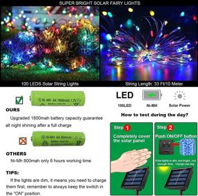 img 2 attached to 🌞 Solar Powered String Lights with 100 LEDs, 10 Meters/33 Feet, 8 Modes, Waterproof Copper Wire Lighting for Indoor and Outdoor Use, Wedding, Home, Garden Decoration - Pack of 2 (Multicolor)