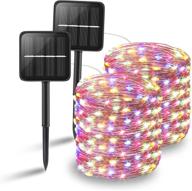 🌞 solar powered string lights with 100 leds, 10 meters/33 feet, 8 modes, waterproof copper wire lighting for indoor and outdoor use, wedding, home, garden decoration - pack of 2 (multicolor) логотип