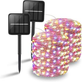 img 4 attached to 🌞 Solar Powered String Lights with 100 LEDs, 10 Meters/33 Feet, 8 Modes, Waterproof Copper Wire Lighting for Indoor and Outdoor Use, Wedding, Home, Garden Decoration - Pack of 2 (Multicolor)