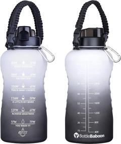 img 3 attached to 🍼 BottleBaboon 1 Gallon Motivational Water Bottle with Straw & Time Marker for Fitness - Gray/White